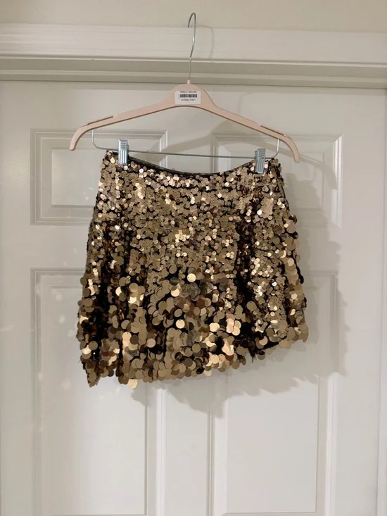 Free People Can't Get Enough Sequined Mini Skirt- Size 6 - Picture 2 of 2
